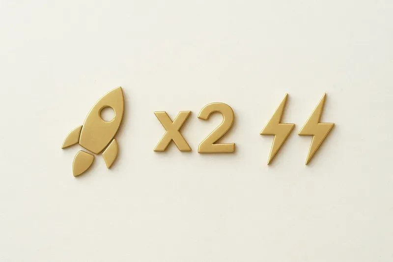 Gold and white instant game icons with rocket and lightning symbols